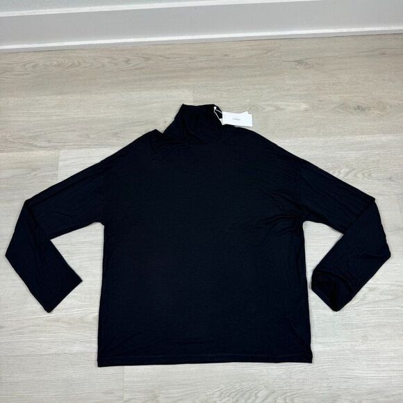 VINCE Easy Turtleneck T Shirt Top Womens Medium Black Relaxed Fit $145 - Picture 2 of 4